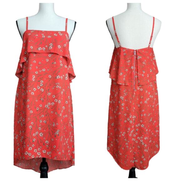 Alice + Olivia Reese Sleeveless High-low Dress in Dainty Daisy Red Small - Picture 1 of 15